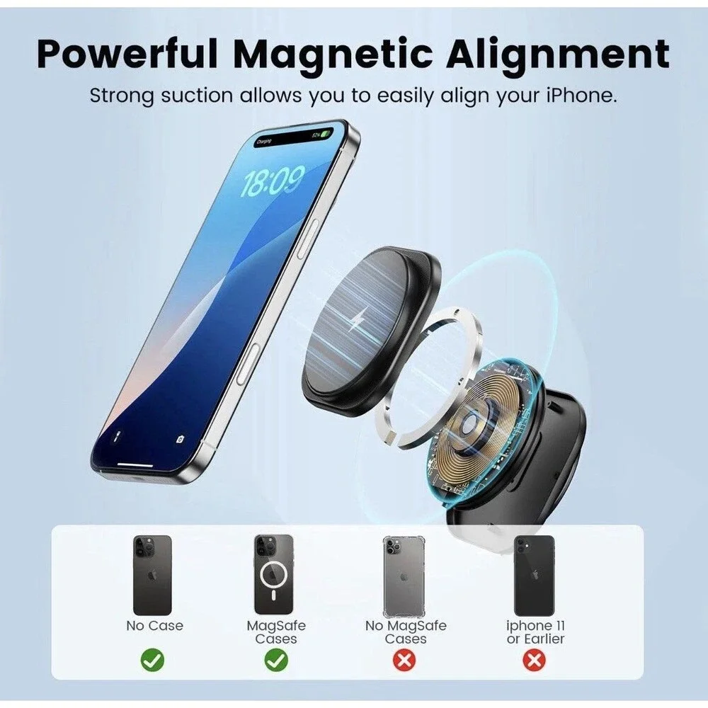 3-in-1 Charging Station, 2X Faster 15W Wireless Charging Station for iPhone 1...